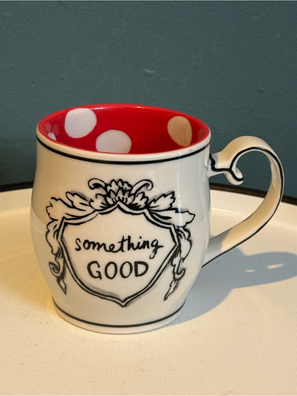 Anthropologie Molly Hatch Crowned Leaf Mug “Something Good”